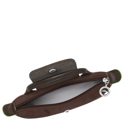 Longchamp Le Pliage Green Pouch with handle Mocha