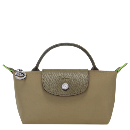 Longchamp Le Pliage Green Pouch with handle Artichoke