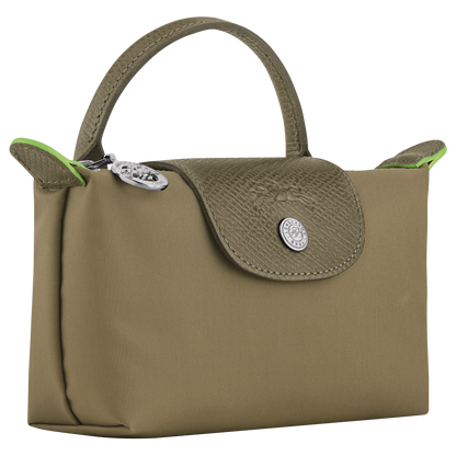 Longchamp Le Pliage Green Pouch with handle Artichoke