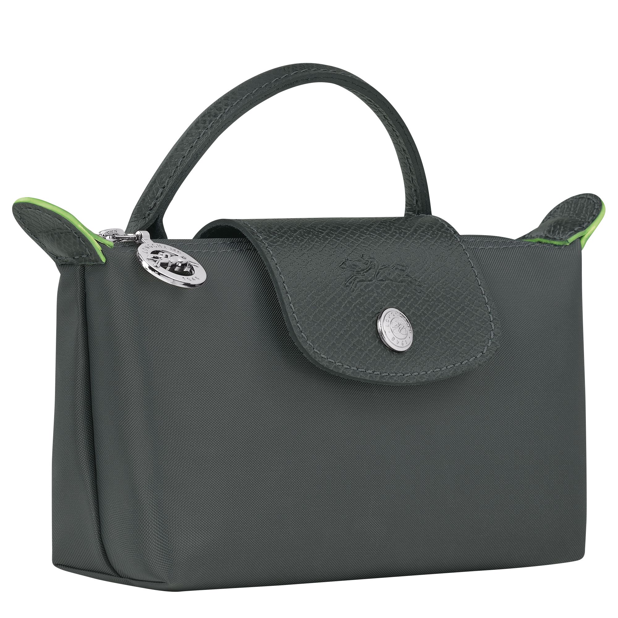 Longchamp Le Pliage Green Pouch with handle Graphite