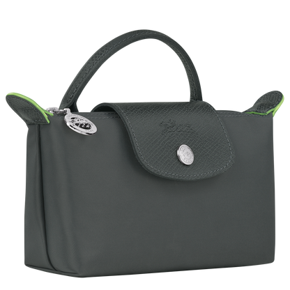 Longchamp Le Pliage Green Pouch with handle Graphite