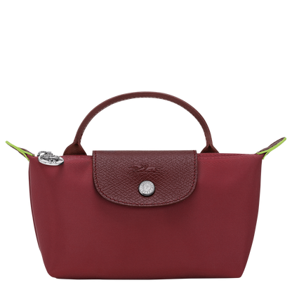Longchamp Le Pliage Green Pouch with handle Pomegranate