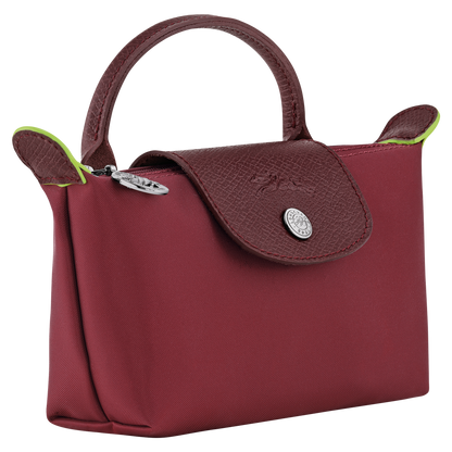 Longchamp Le Pliage Green Pouch with handle Pomegranate