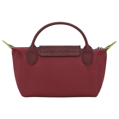 Longchamp Le Pliage Green Pouch with handle Pomegranate