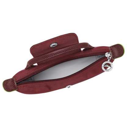 Longchamp Le Pliage Green Pouch with handle Pomegranate