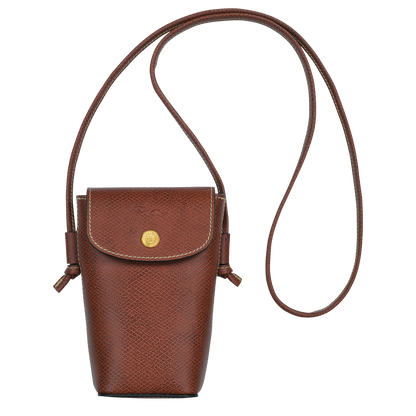 Longchamp Épure Phone case with leather lace Brown
