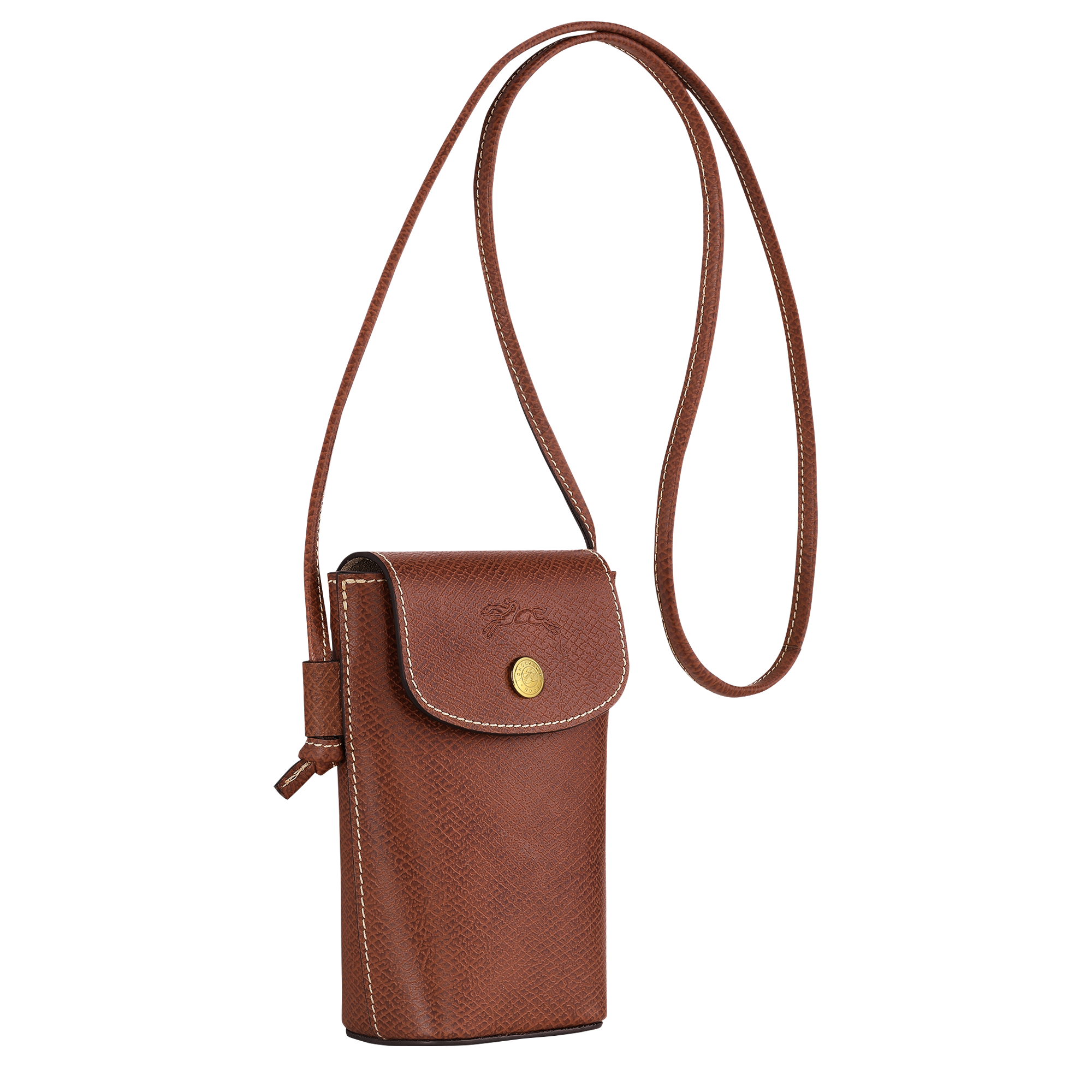 Longchamp Épure Phone case with leather lace Brown