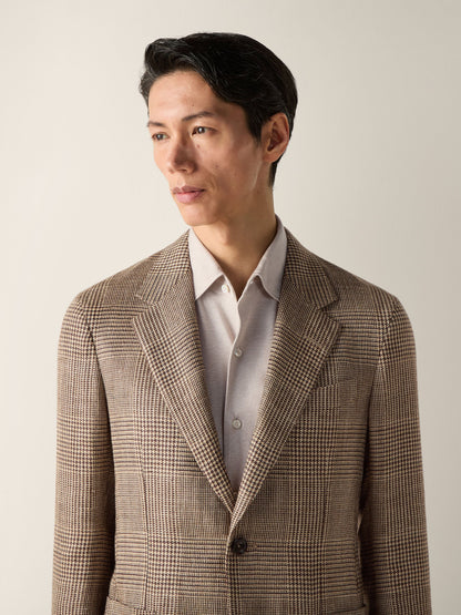 Zegna Beige And Dark Brown Silk Linen And Wool Jacket