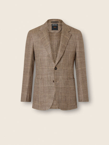 Zegna Beige And Dark Brown Silk Linen And Wool Jacket