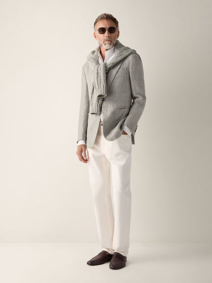 Zegna Light Green Crossover Linen Wool And Silk Jacket