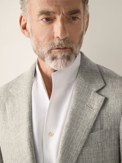 Zegna Light Green Crossover Linen Wool And Silk Jacket