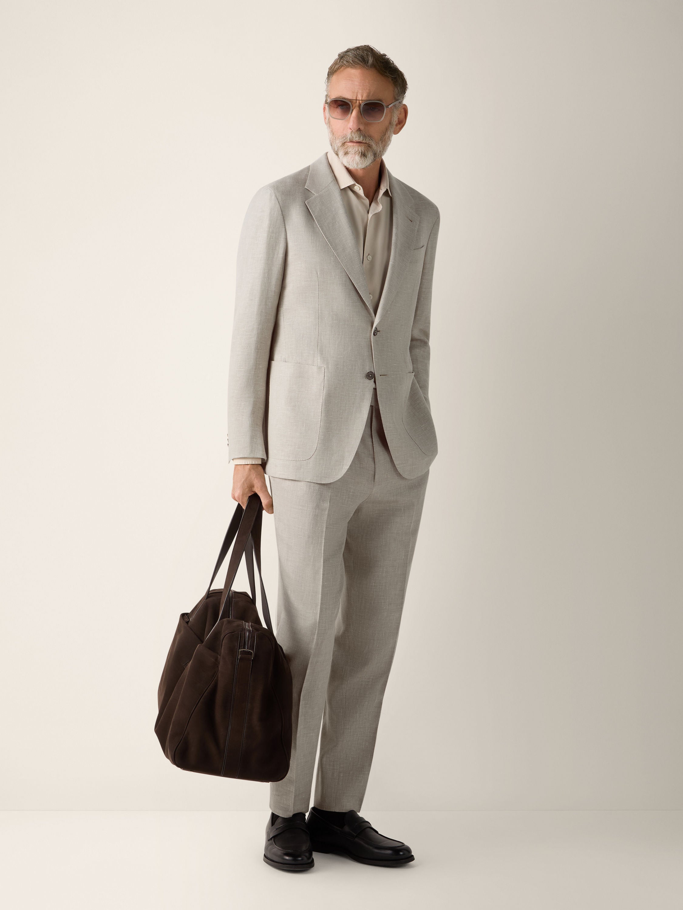 Zegna Light Beige Crossover Wool Linen And Silk Jacket