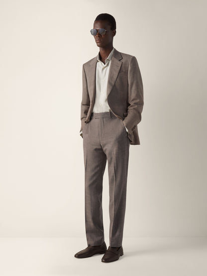 Zegna Brown Crossover Wool Silk And Linen Pants