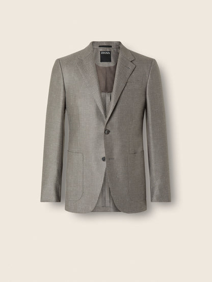 Zegna Grey And White Linen Cashmere And Silk Jacket