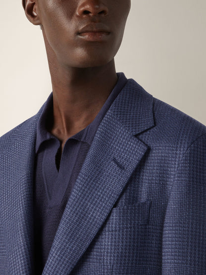 Zegna Blue Cashmere Silk And Linen Jacket
