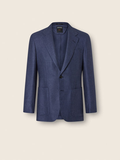 Zegna Blue Cashmere Silk And Linen Jacket