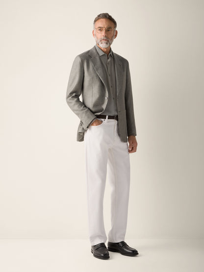 Zegna Dark Taupe Cashmere Silk And Linen Jacket