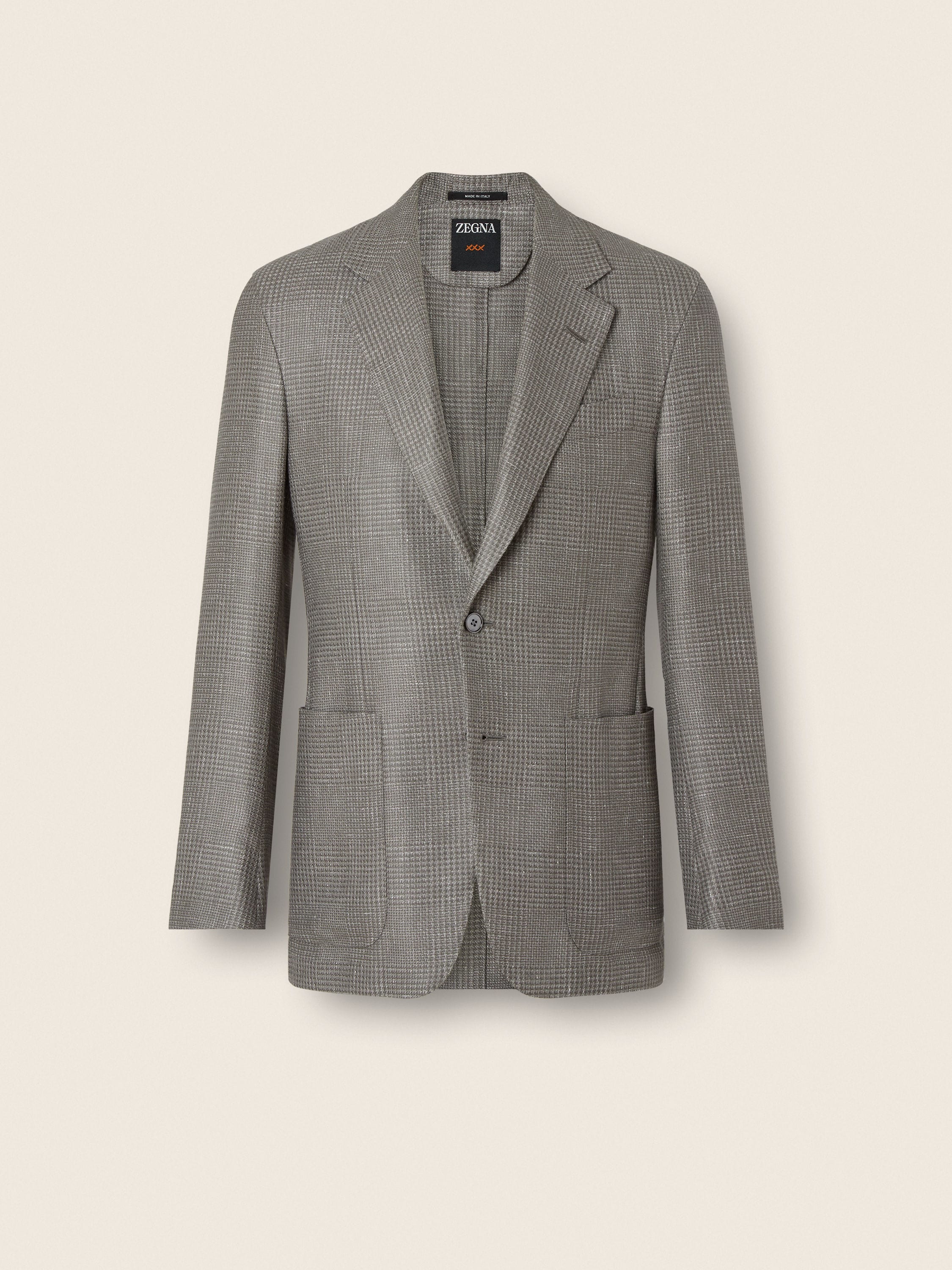 Zegna Dark Taupe Cashmere Silk And Linen Jacket
