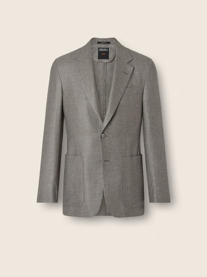 Zegna Dark Taupe Cashmere Silk And Linen Jacket