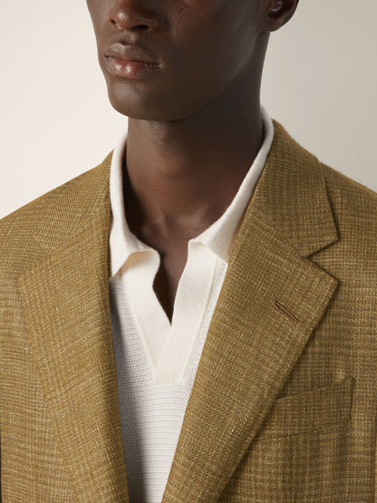 Zegna Olive Green Cashmere Linen And Silk Jacket