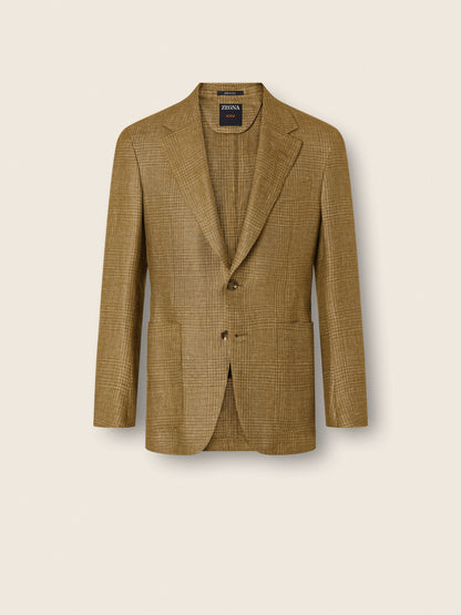 Zegna Olive Green Cashmere Linen And Silk Jacket