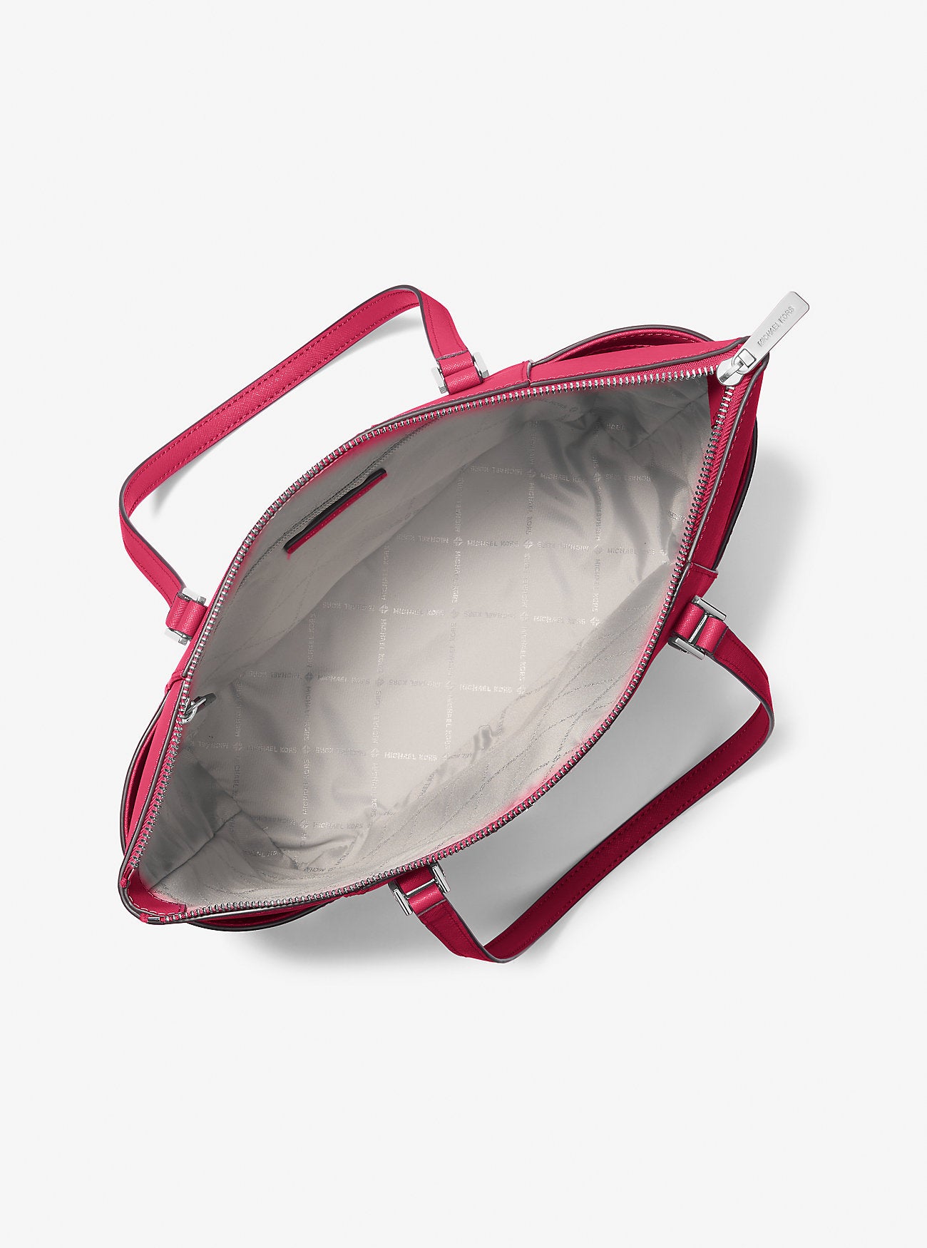 Charlotte Large Saffiano Leather Top-Zip Tote Bag Dk Raspberry Dk Raspberry