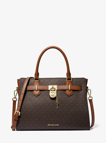 Hamilton Medium Logo Satchel Brown Brown