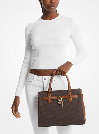 Hamilton Medium Logo Satchel Brown Brown