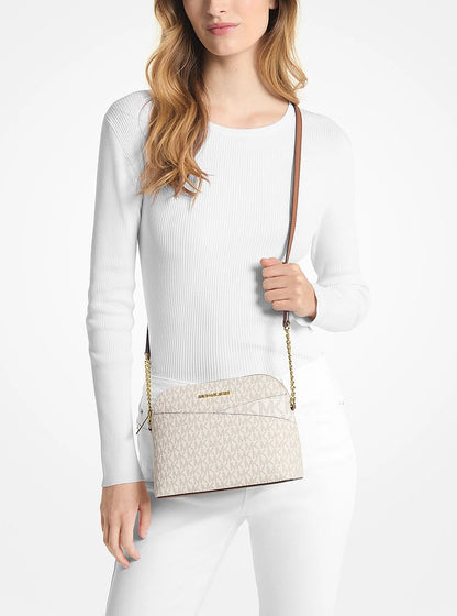 Jet Set Travel Medium Logo Dome Crossbody Bag Vanilla Vanilla