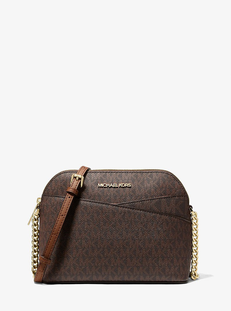Jet Set Travel Medium Logo Dome Crossbody Bag Brown Brown