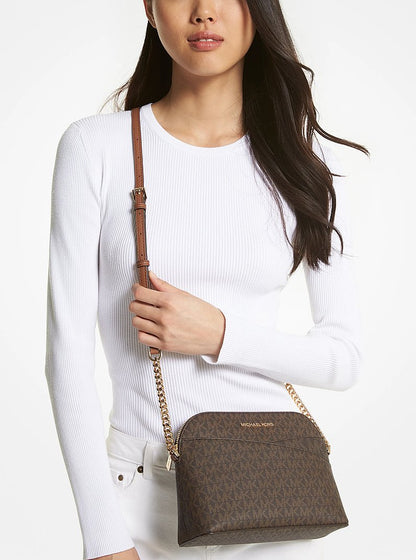 Jet Set Travel Medium Logo Dome Crossbody Bag Brown Brown