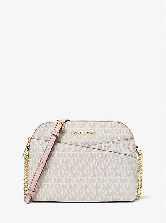 Micheal Kors Jet Set Travel Medium Logo Dome Crossbody Bag Pwd Blsh Mlt
