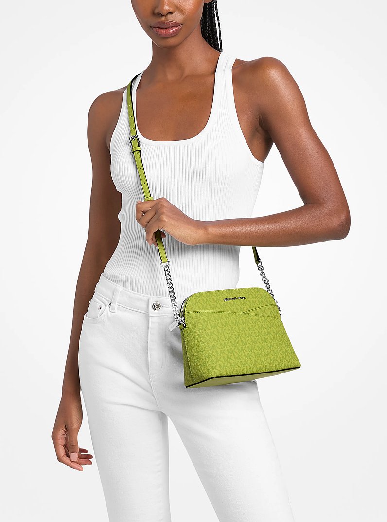 Jet Set Travel Medium Logo Dome Crossbody Bag Lime Lime