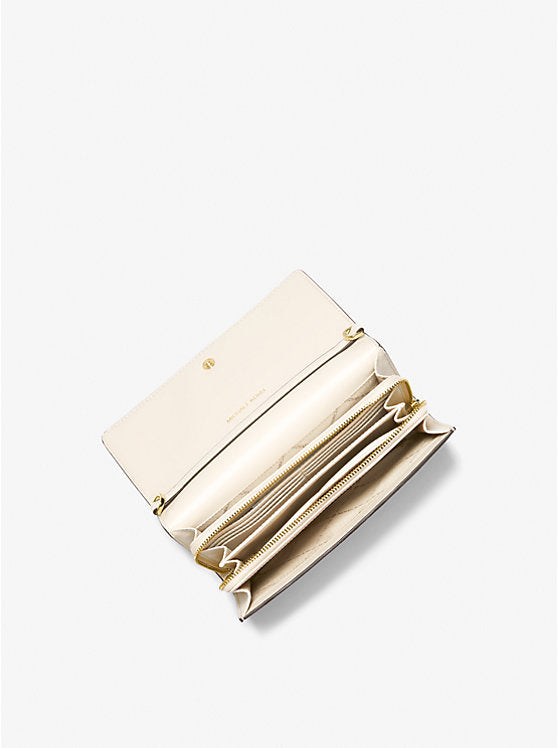 Jet Set Large Leather Crossbody Bag Lt Cream