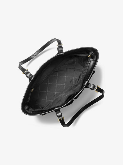 Jet Set Medium Logo Pocket Tote Bag Black Black