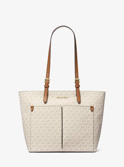 Jet Set Medium Logo Pocket Tote Bag Vanilla Vanilla
