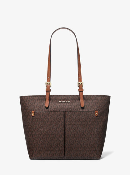 Jet Set Medium Logo Pocket Tote Bag Brown Brown