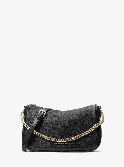 Carmela Medium Pebbled Leather Convertible Crossbody Bag Black Black