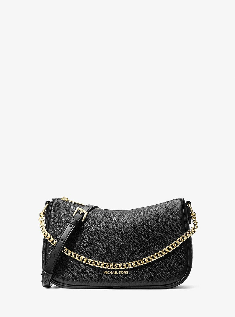 Carmela Medium Pebbled Leather Convertible Crossbody Bag Black Black