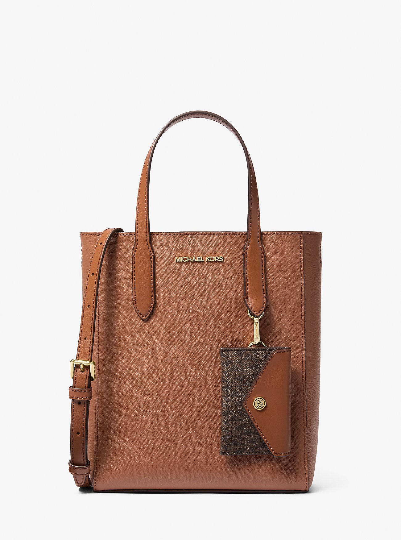 Vincent Small Saffiano Leather Convertible Tote Bag with Card Case Luggage Luggage