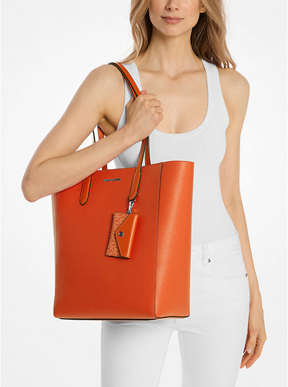 Vincent Large Saffiano Leather Tote Bag With Card Case Red Clay