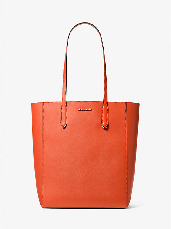 Vincent Large Saffiano Leather Tote Bag With Card Case Red Clay