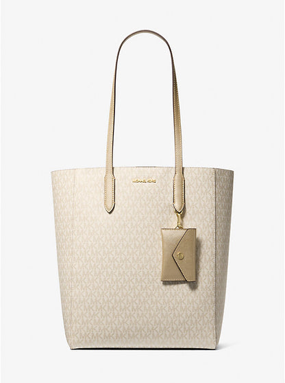 Micheal Kors Vincent Large Signature Logo Tote Bag With Coin Pouch Pale Gold