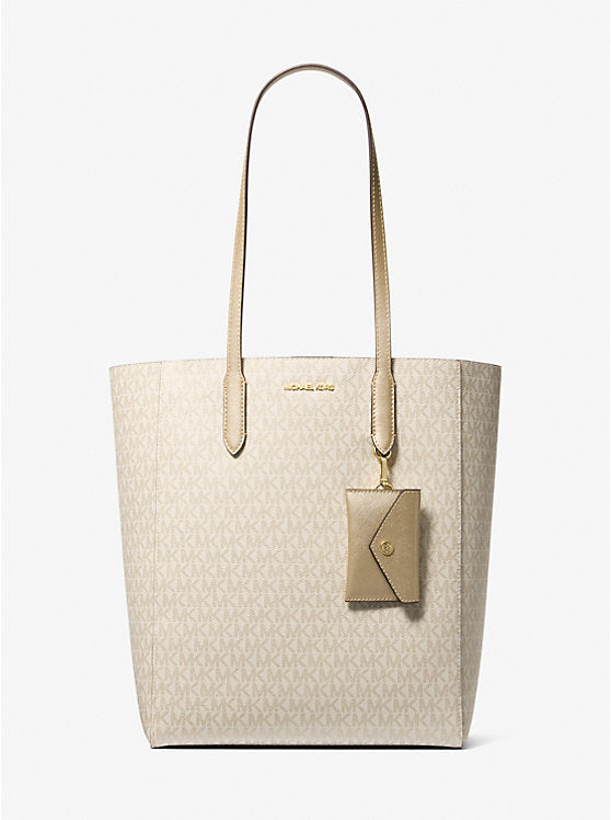 Micheal Kors Vincent Large Signature Logo Tote Bag With Coin Pouch Pale Gold