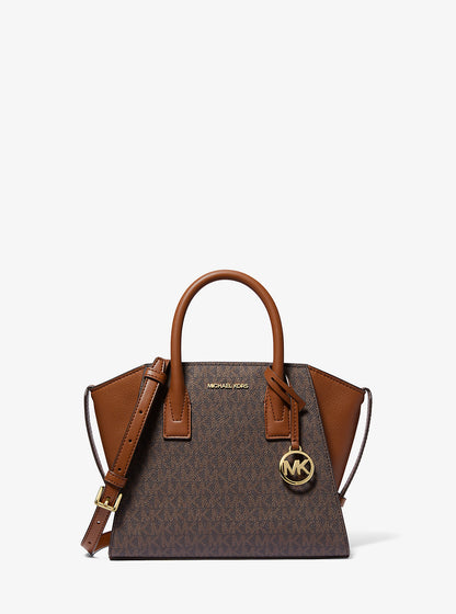 Avril Small Logo and Leather Satchel Brown Brown