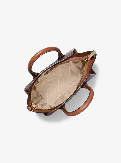 Avril Small Logo and Leather Satchel Brown Brown