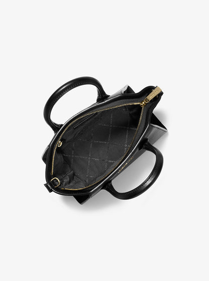 Avril Small Pebbled Leather Satchel Black Black