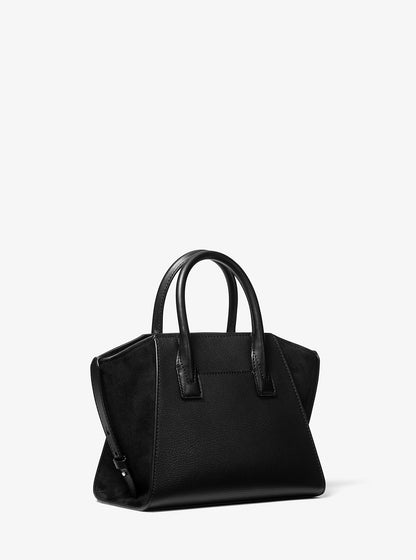 Avril Small Pebbled Leather Satchel Black Black