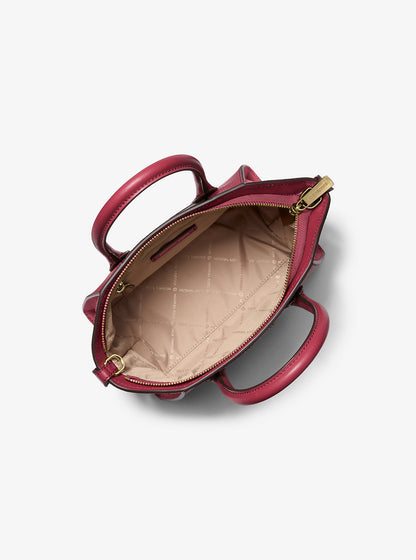 Avril Small Pebbled Leather Satchel Cherry Cherry