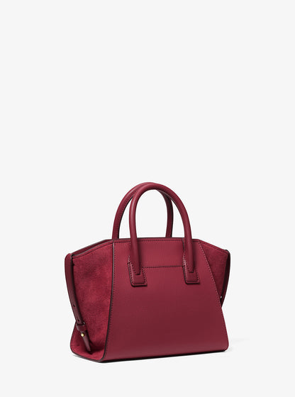 Avril Small Pebbled Leather Satchel Cherry Cherry